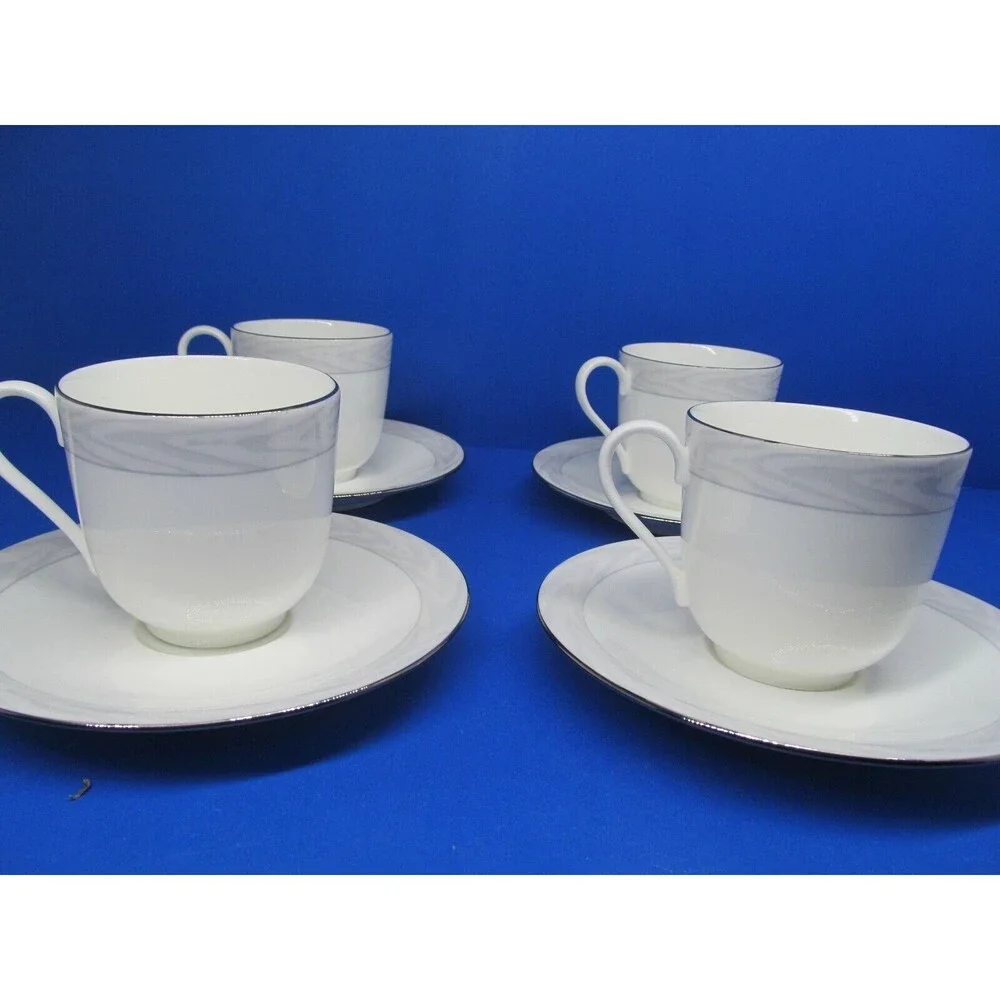Mikasa Satin Moire Cups And Saucers 4 sets  Produced 1988-89